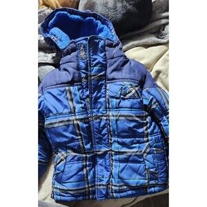ZeroXposur Boys 4T Blue Plaid Hooded Winter Jacket Fleece Lined